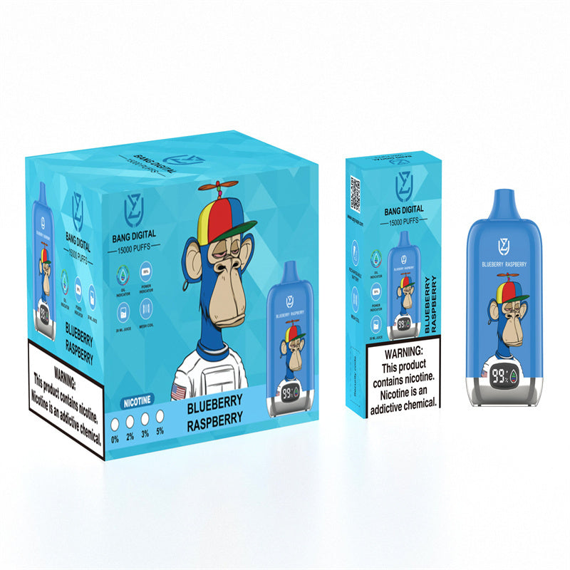 Original Uzy Bang Digital 15000 Puff 15k Disposable E-Cigarette Puff 15000-850mAh Battery, 20ml E-liquid, Multiple Nicotine 12 Flavors