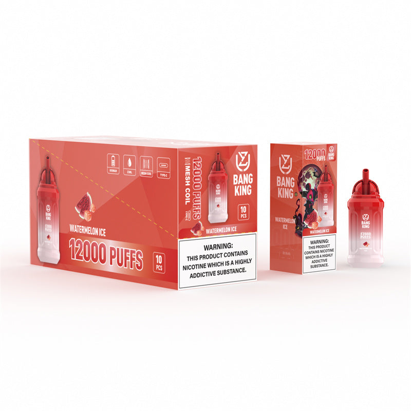 Uzy Bang King 12000 Puffs Disposable Vape E Cigarette  0% 2% 3% 5%-650mAh Battery, 23ml E-liquid, Multiple Nicotine 15 Flavors