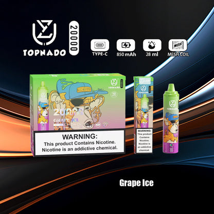 Disposable Vape UZY Tornado 20000 Puffs 0% 2% 3% 5% Nicotine LED Display New Electronic Cigarette Pen