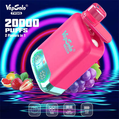 Wholesale VapSolo Twins 20000 20k Puffs Dual Flavor Rechargeable Disposable Vapes Pen EU Warehouse