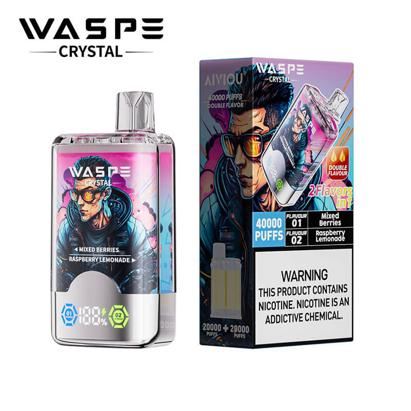 WASPE Crystal 40000 Dual Flavors Disposable Vape 32ml  850mAh 12 Flavors