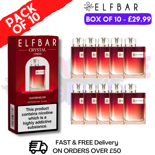 Elf Bar Crystal 600puff - Watermelon Box of 10