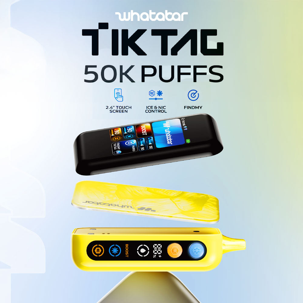 Whatabar Tik Tag 50000 Puffs Disposable Vape Wholesale-1000mAh battery, 25ml E-liquid, Multiple Nicotine 12 Flavors