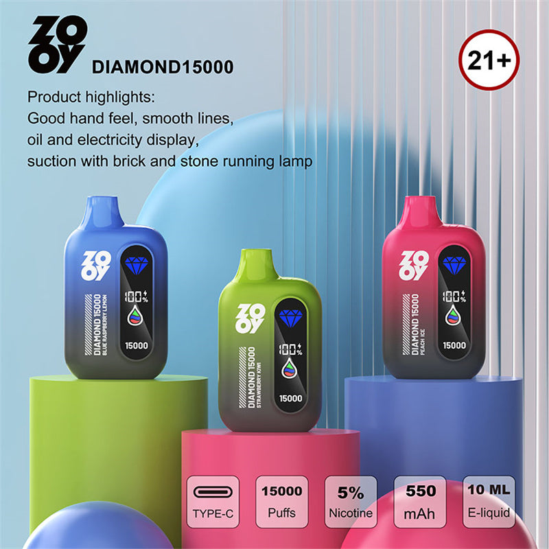 Zooy Diamond 15k Puff 15000 Puff Tornado Vaper Disposable Vapes Electronic Cigarette 15k