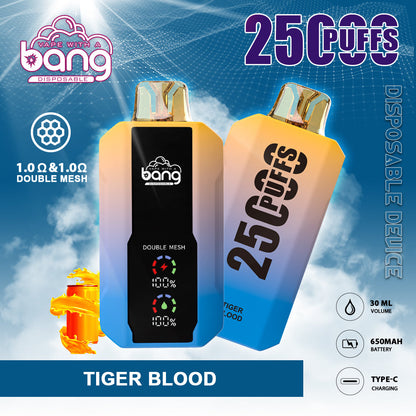 Bang 25000 Puffs Smart Full Screen Turn Ice Wholesale Disposable Vape E Cigarette Puff 25k  Prefilled Pod-850mAh Battery, 30ml E-liquid, Multiple Nicotine 16 Flavors