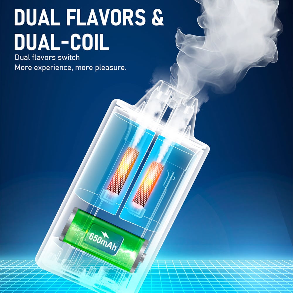 GRAPE ICE & MANGO -FIBIE 15000 PUFFS Dual Flavors Disposable Vapor Wands(15000 PUFFS)