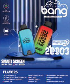 Bang 20000 Puffs LED Display Disposable Vape Bang King Double Crystal 20000 Puffs Vape 20K Disposable Vape Pen E Cigarette Prefilled-650mAh Battery, 25ml E-liquid, Multiple Nicotine 12 Flavors