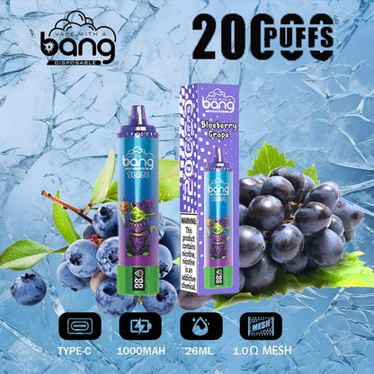 Bang King Double Crystal 20000 Puffs Vape 20K Disposable Vape Pen E Cigarette Prefilled-650mAh Battery, 25ml E-liquid, Multiple Nicotine 12 Flavors