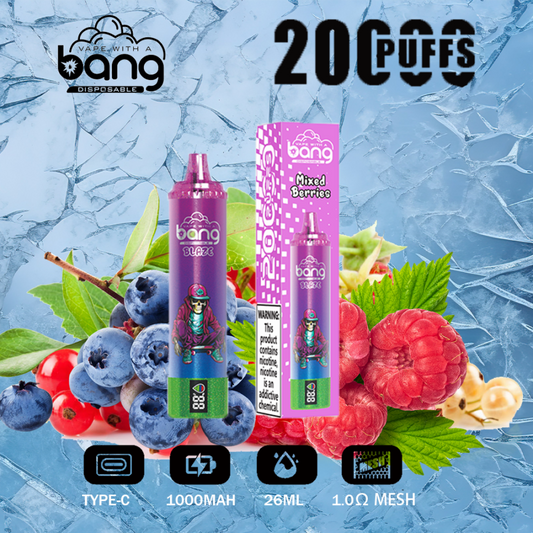 Bang King Double Crystal 20000 Puffs Vape 20K Disposable Vape Pen E Cigarette Prefilled-650mAh Battery, 25ml E-liquid, Multiple Nicotine 12 Flavors