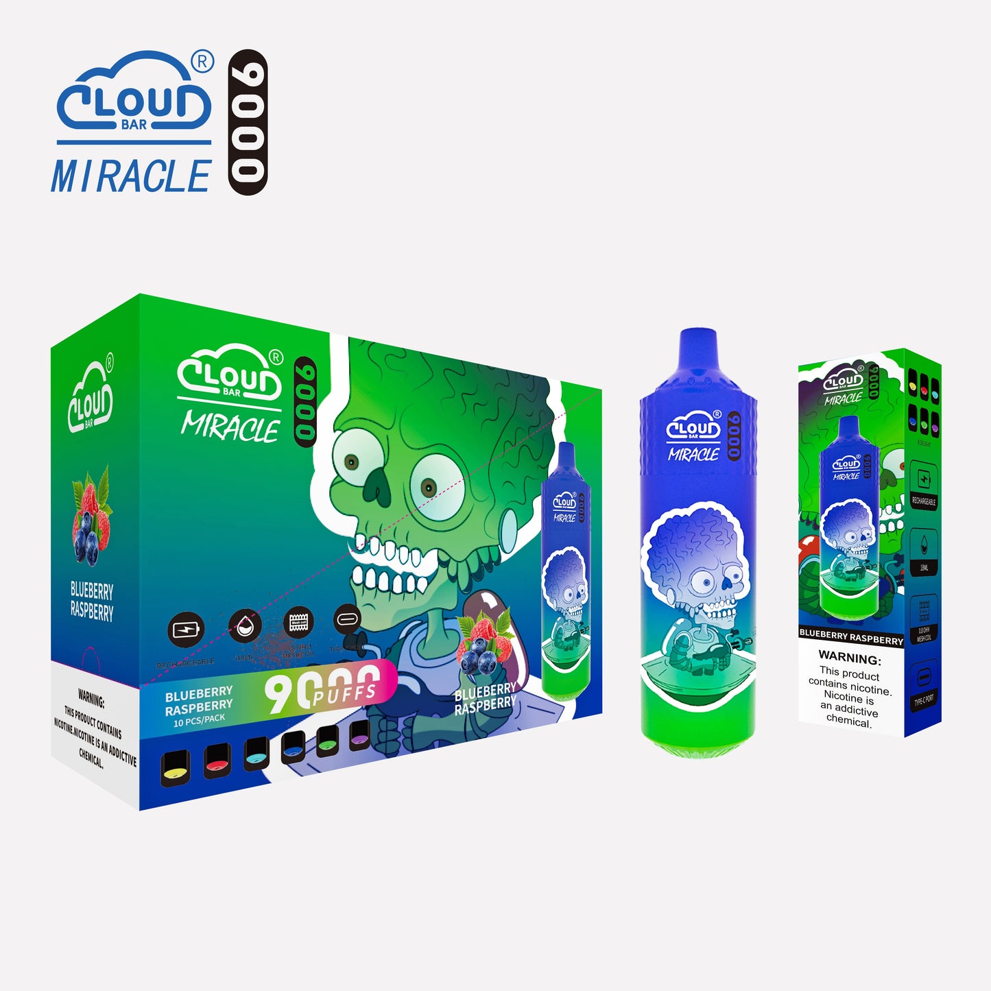 Cloud Bar  9000 Puffs  5% Rechargeable Electronic Vapes Pen 18ml 650MAH 11 Flavors for Cigarettes Lovers