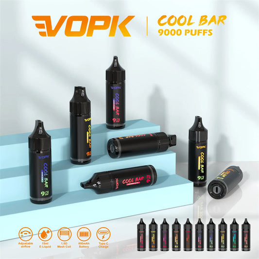 Vopk Cool Bar 9000 Puff 100% Original PDA Eliquid Pre Filled 2ml 5000c V2 Nord Desposable 10 Flavors